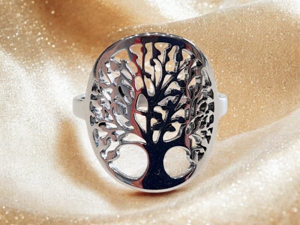 bague arbre de vie acier inoxydable dorée